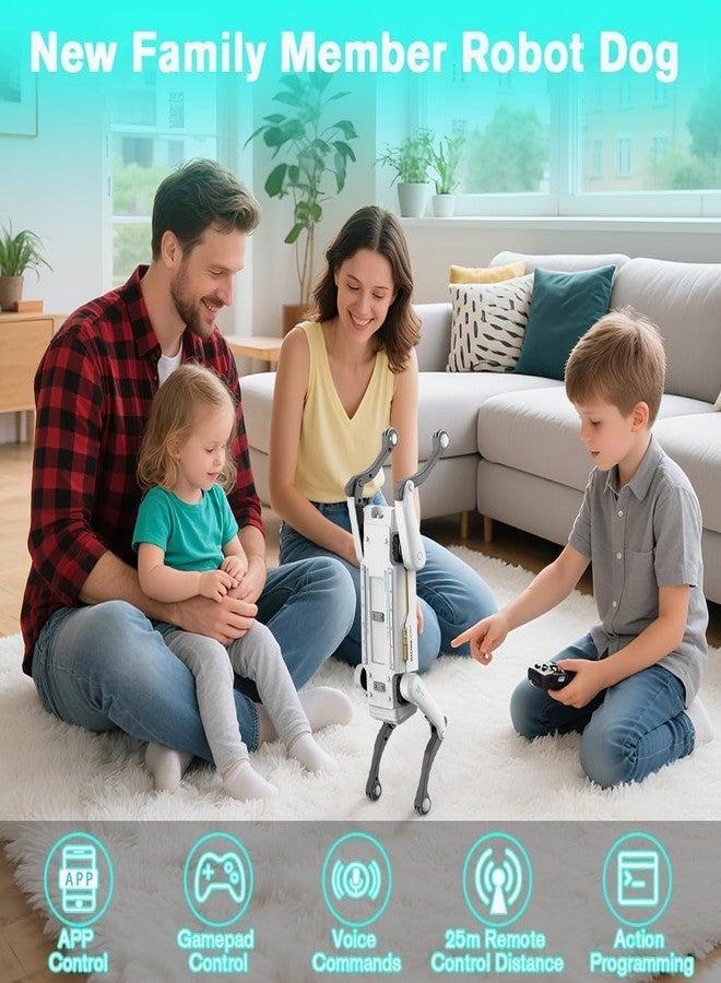 EXOMOON AI Mechanical Robot Dog,2.4Ghz Remote Control Robot Dog Toy,AI Voice Control Connect to Cell Phone Bluetooth,Programmable,Will Dance,Can Interact,Ideas Gift for Kids - Image 4